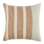 Cherry Belgian linen blend throw pillow with wide two-tone stripes and textured knit detail on one side
