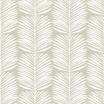 Close-up of white seagrass leaf pattern on light beige background showing wallpaper texture and botanical details