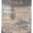 Abstract gray, blue, taupe, and ivory modern rug with a carved pile and subtle sheen