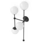 Angle view of Armstrong 4 L Sconce highlighting the connection points between globes and rods
