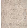 Vintage-style Baptiste Oriental rug in gray and cream with distressed floral medallion and intricate border pattern