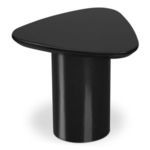 Eden accent table viewed from a different angled side perspective with smooth black high gloss surface