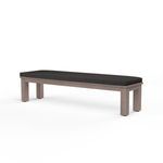 Laguna Dining Bench with hand-brushed aluminum frame mimicking driftwood and black cushioned seat