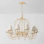Warrensburg Chandelier shown with shades off-white linen color for color variation.
