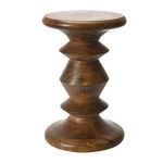 Sable turned wood end table shown from angled front side view