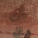 Close-up detail of painting’s darker and richer textured brushwork in foreground area