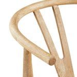 Close-up of curved stem-bent oak armrest and backrest edge with visible wood texture