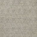 Ivory and muted gray geometric handwoven rug with layered, dimensional zigzag pattern and textured weave