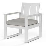 Newport Dining Chair angled slightly left showing open frame design and cushion thickness