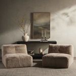 Close-up of soft, fuzzy fabric texture in muted pewter shade