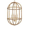 Charrette Lantern viewed from side view showing curved vertical rattan reeds