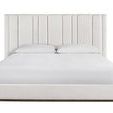 Plush Summerland Bed with vertical channeling in cream upholstery and slender bronze legs