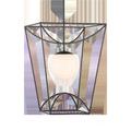 Rochefort Medium Lantern outdoor pendant with black powder-coated frame and milky white glass globe center