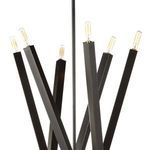 Detailed close-up of the chandelier rods crossing and tube bulbs on the Viper Chandelier