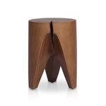 Natural teak Petros End Table with a visible deep crack running from the top towards the legs