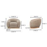 Diagram with detailed chair dimensions showing width, height, and depth measurements