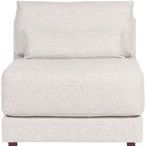 Dove Modular Sectional armless chair with plush cushioning in neutral light gray fabric and low back pillow