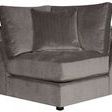 Lucca Modular Sectional corner piece in Veto Smoke velvet with thick cushions and square silhouette