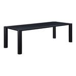 Post dining table angled view showing rounded post legs and rectangular top