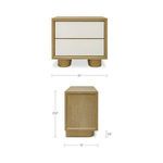 Nightstand front view on white background emphasizing simple design and wood texture