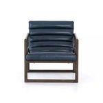 Front view emphasizing the horizontal channeling on the chair back and wide seat