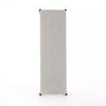 Top-down view focusing on the rectangular upholstered seat and small exposed leg corners