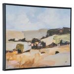 Close-up angled view showing black gallery frame depth around Desert Moment painting