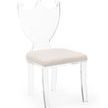 Acrylic regency hall chair with clear frame and muslin covered cushioned seat in classic silhouette