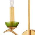 Close detail showing texture of gold finish and green glass bobeche