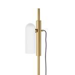 Close-up side view showing rounded top of the matte glass cylinder and brass cylindrical fixture