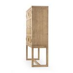 Right side view showing cabinet height and rectangular open frame leg design.