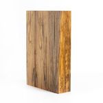 Side view of closed backgammon box showing thinner wood profile and spalting details