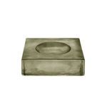 Square thick cast glass catchall with shallow concave center and textured vintage style in smoky green hue