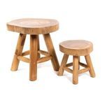 Pair of Rudio outdoor stools in different sizes side by side showcasing scale difference