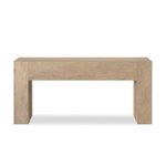 Abaso Console Table in thick-cut oak veneer with chunky squared legs and rustic wormwood faux finish