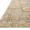 Close-up low-angle view showing Margot Ocean Spice rug’s plush texture and edge binding