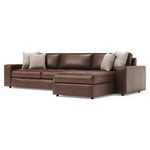 Alternate left angle showing flanged edge details and pillow arrangement on the sectional