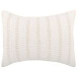 Rectangular eggshell beige cotton linen sham with hand-quilted two-tone striped texture