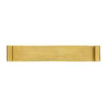 Top view of aged brass metal scroll tray highlighting full length and curled ends