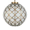 Polyhedron Pendant shown hanging with visible brass ceiling mount and chain against white background