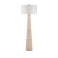 Birdsong Whitewash Floor Lamp with white fabric shade lit against plain white background