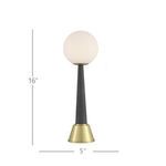Lamp with height and width dimensions shown as 16 inches tall and 5 inches wide