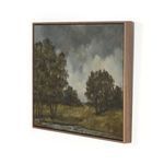Side angle view showing depth and walnut wood texture of rustic floating frame