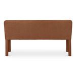 Rear view of the banquette revealing fully upholstered back without legs visible from behind