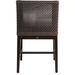 Back view of Peninsula Mahogany Counter Stool showing woven rattan and wooden legs support