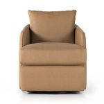 Front view highlighting wide seat cushion and broad back cushion of the chair