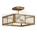 Countervail Square Semi-Flush Mount with thick cast glass panes and gold metal frame in a square shape