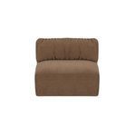 Matina Slipper Chair in brown plush chenille with oversized curved cushion and clean, structured frame