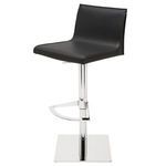 Colter Adjustable Stool angled view showing seat curve and lever under seat