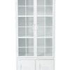 White Oxford Glass Door Cabinet with two glass doors featuring grid pane design and two locker-style doors below